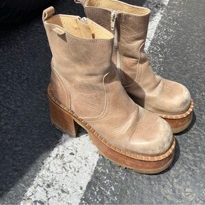 Destroy Platform Ankle Boots Leather Chunky Heel Y2K EU39 US 8.5 disco side zip